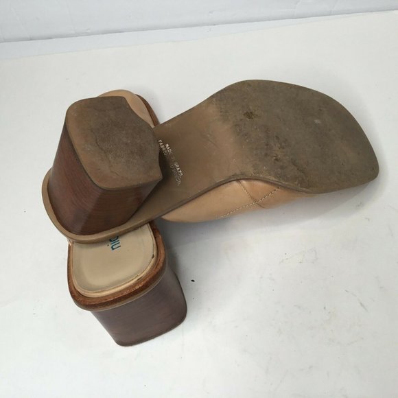 Nicole Womens Brown Leather Mules Block Heel - Picture 4 of 5